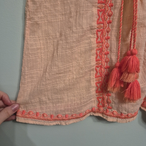 Vineyard Vines Women's Boho Embroidered Peach Embroidered Blouse Size Small - Picture 4 of 6